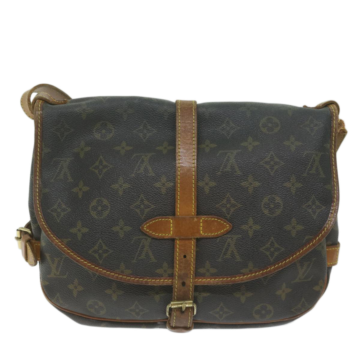 LOUIS VUITTON Monogram Saumur 30 Shoulder Bag M42256 LV Auth bs11329