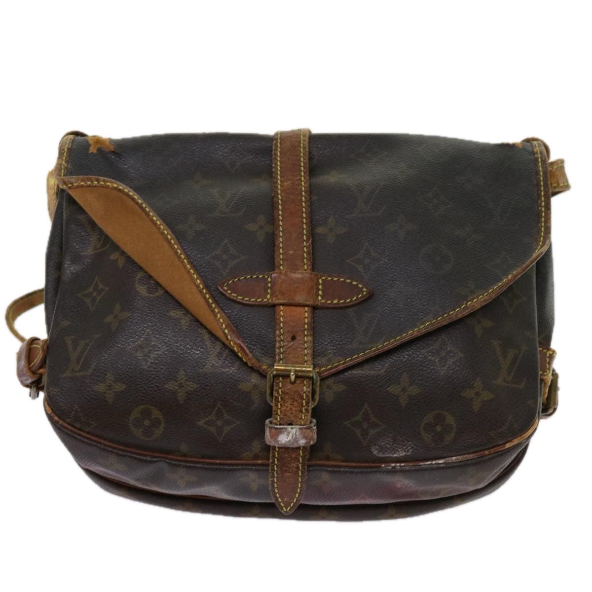 LOUIS VUITTON Monogram Saumur 30 Shoulder Bag M42256 LV Auth bs11337