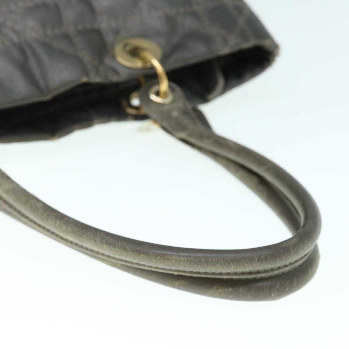 Christian Dior Canage Shoulder Bag Coated Canvas Gray Auth bs11380