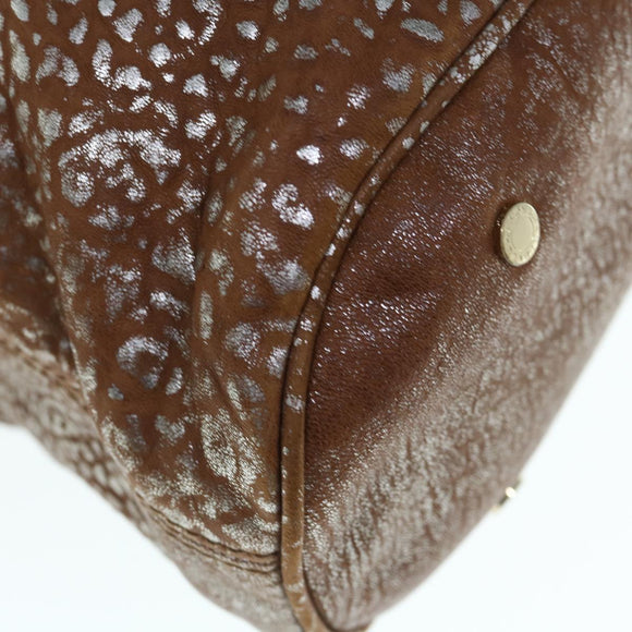 BVLGARI Hand Bag Leather Brown Auth bs11381