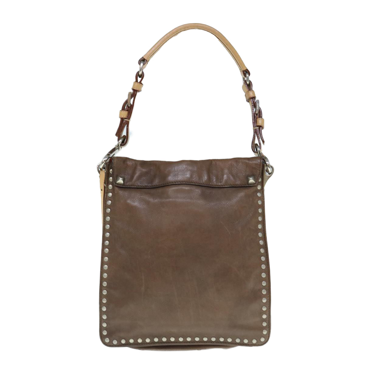 PRADA Shoulder Bag Leather Brown Auth bs11385