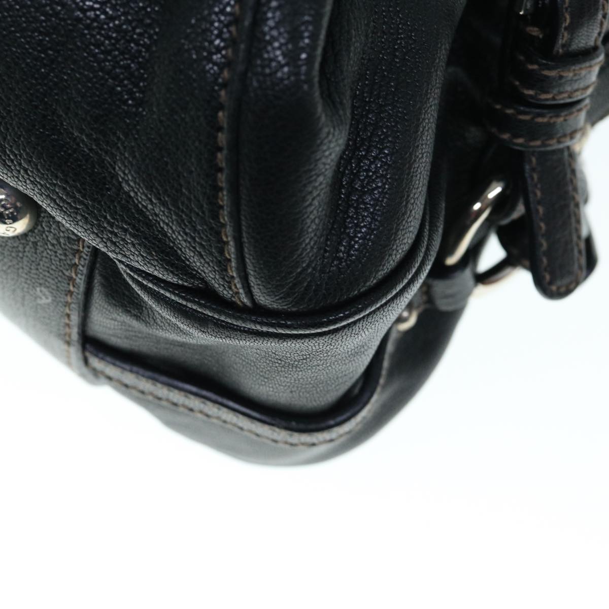 DOLCE&GABBANA Miss Hug Shoulder Bag Leather Black Auth bs11389