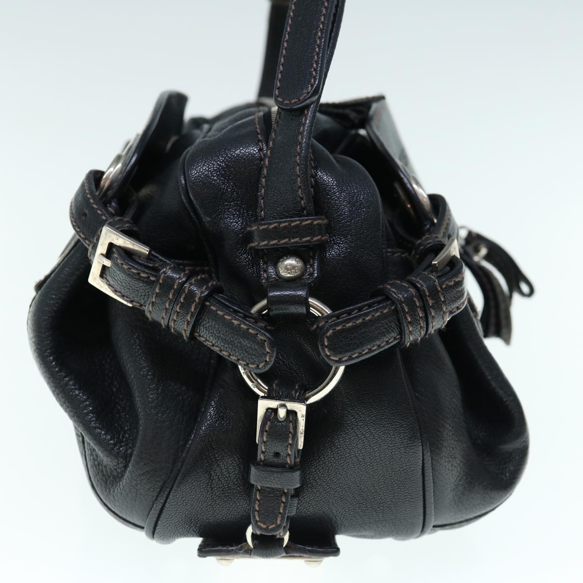 DOLCE&GABBANA Miss Hug Shoulder Bag Leather Black Auth bs11389