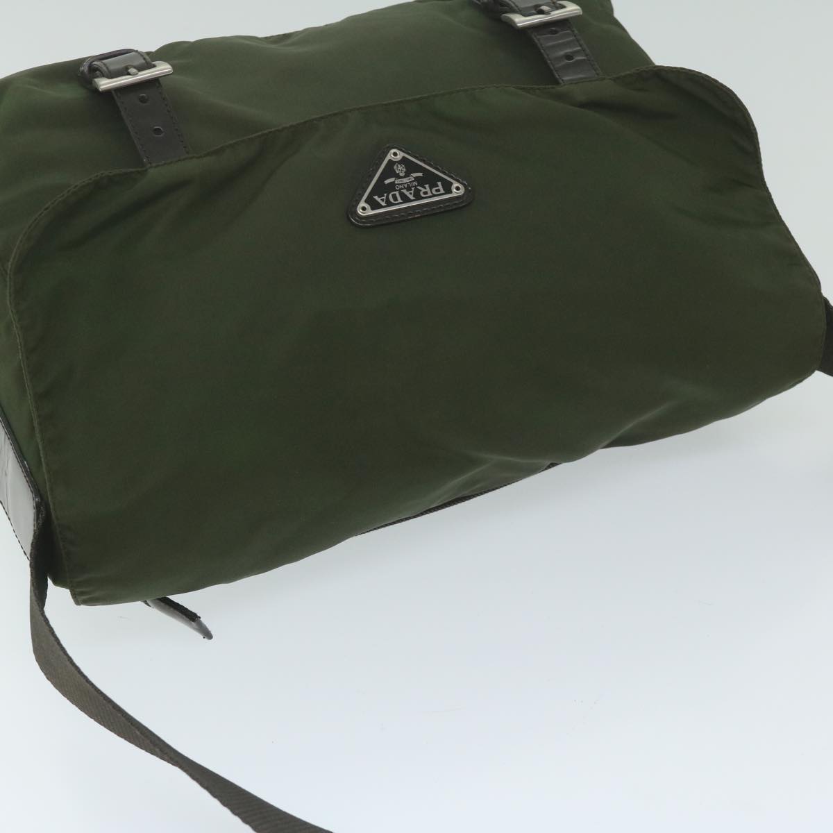 PRADA Shoulder Bag Nylon Green Auth bs11395