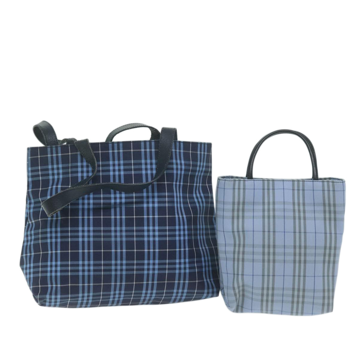 BURBERRY Nova Check Hand Bag Nylon 2Set Blue Auth bs11398