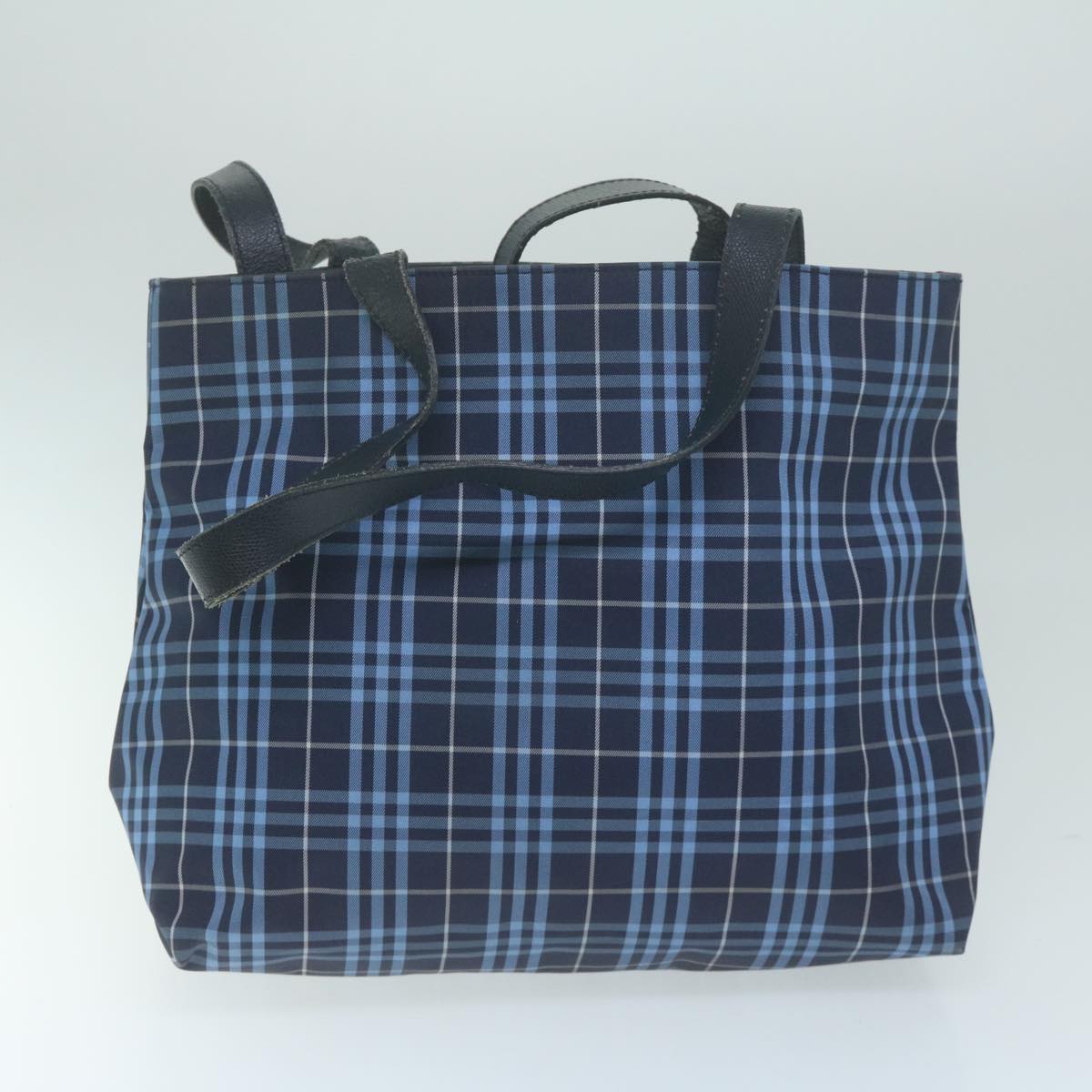 BURBERRY Nova Check Hand Bag Nylon 2Set Blue Auth bs11398 - 0