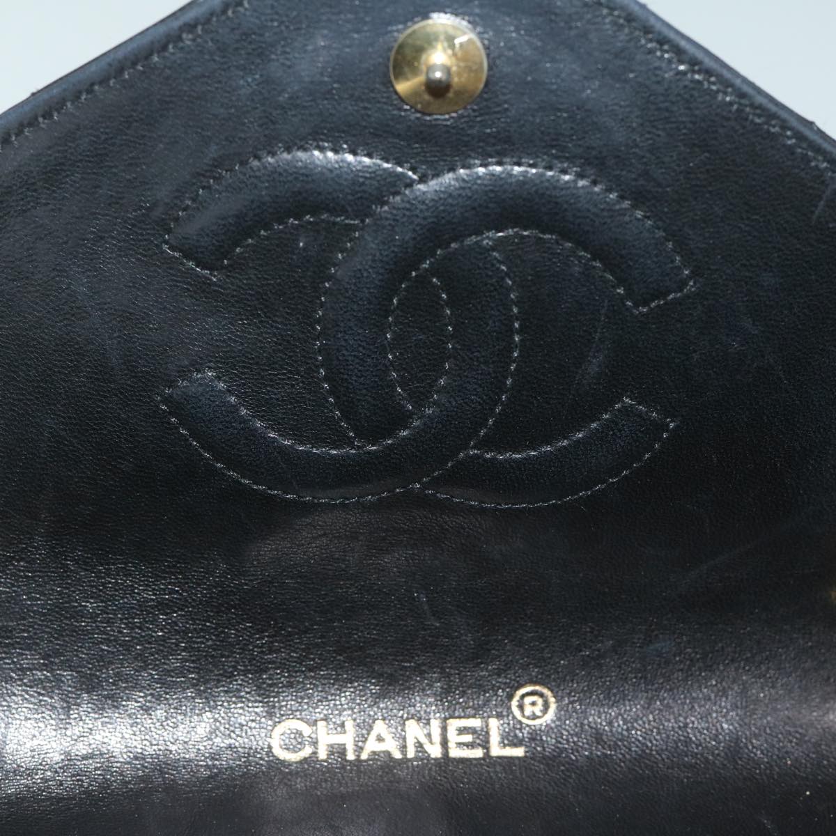 CHANEL Matelasse Chain Shoulder Bag Lamb Skin Black CC Auth bs11401