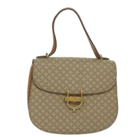 CELINE Macadam Canvas Hand Bag Beige Auth bs11411