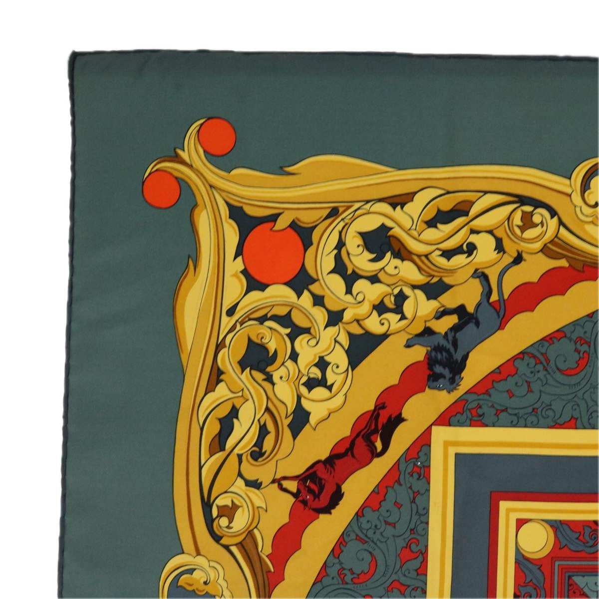 HERMES Carre 90 ANIMAUX SOLAIRES Scarf Silk Orange Auth bs11423 - 0