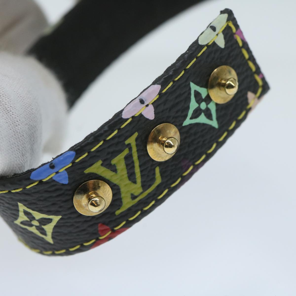 LOUIS VUITTON Monogram Multicolor Bracelet Black LV Auth bs11441