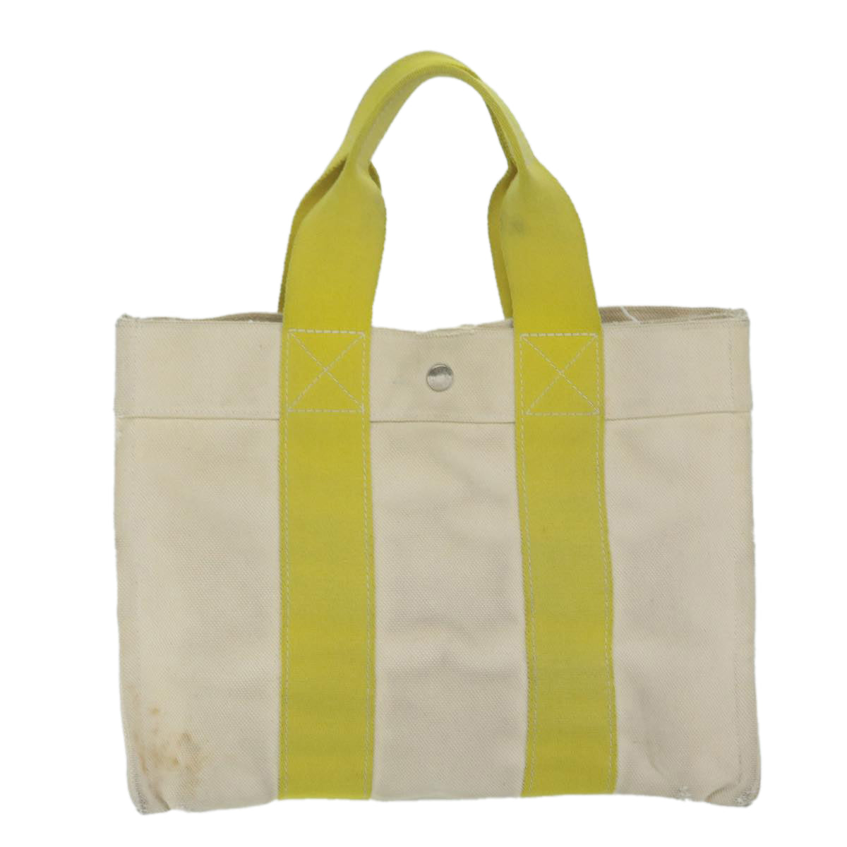 HERMES Bora Bora PM Tote Bag Canvas Beige Yellow Auth bs11446