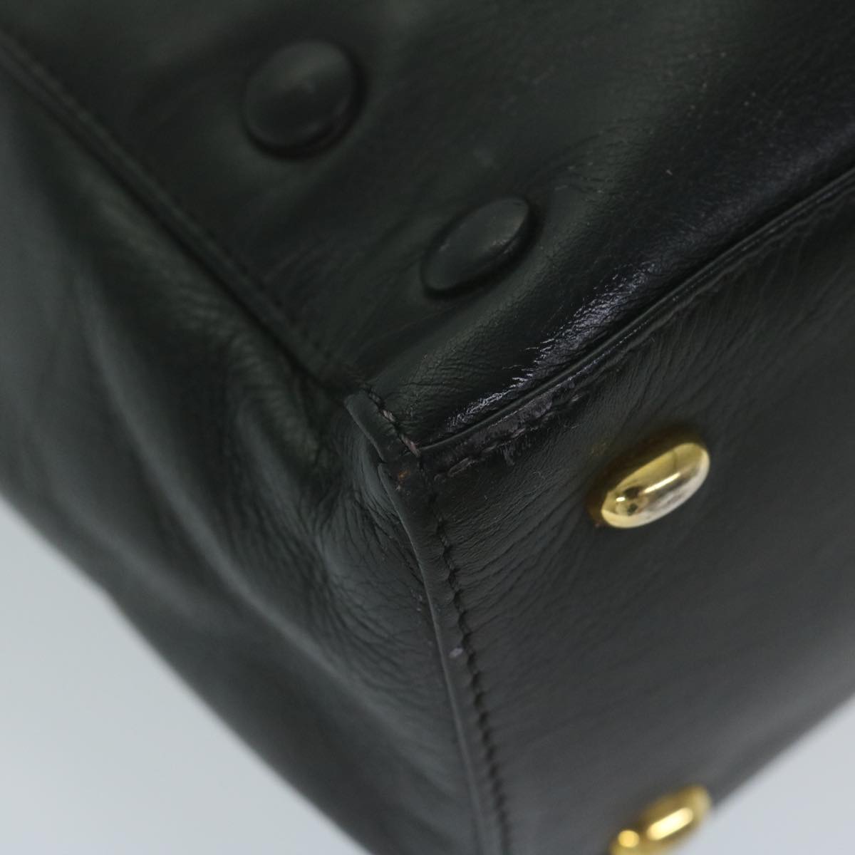 CELINE Tote Bag Leather Black Auth bs11451