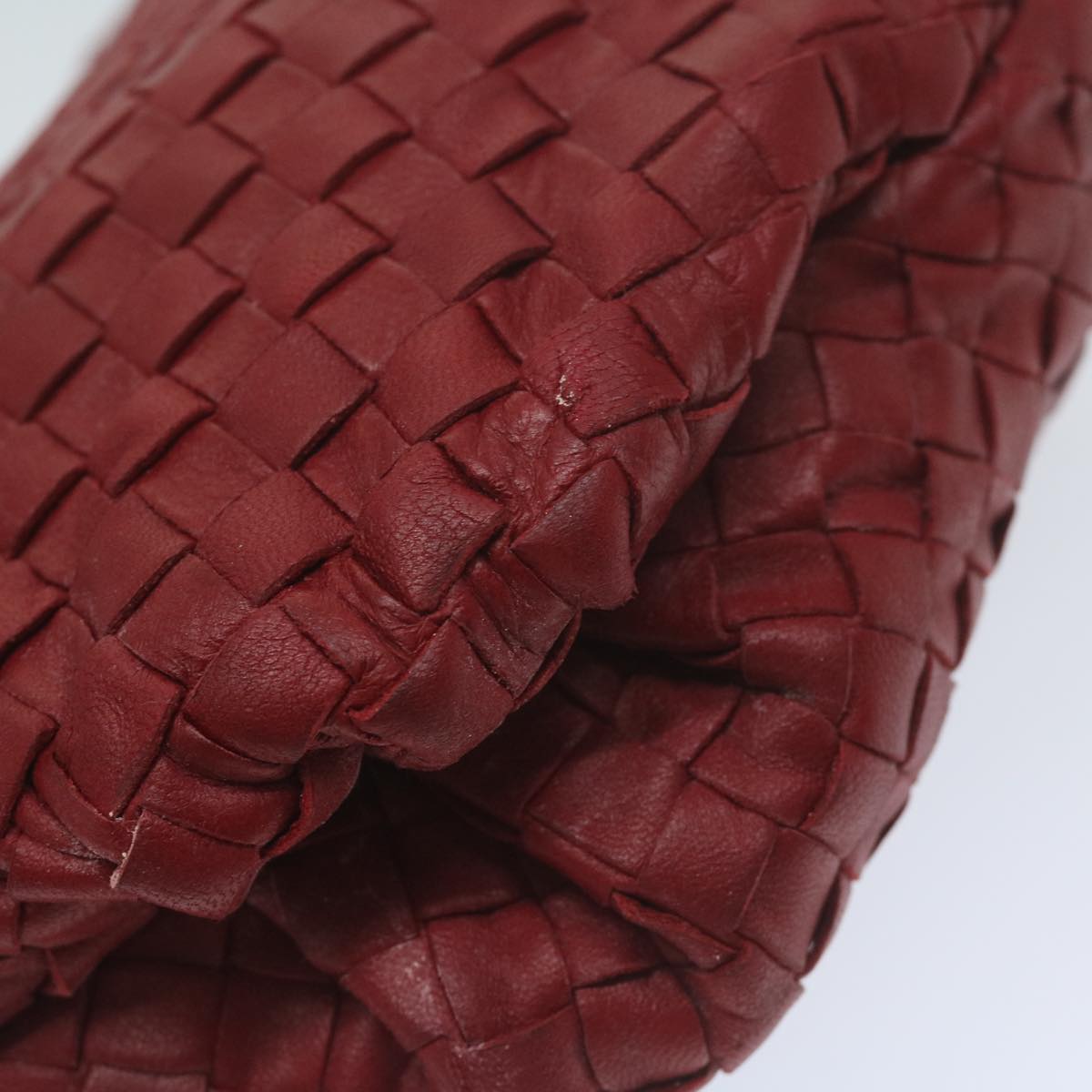 BOTTEGAVENETA INTRECCIATO Hand Bag Leather Red Auth bs11455