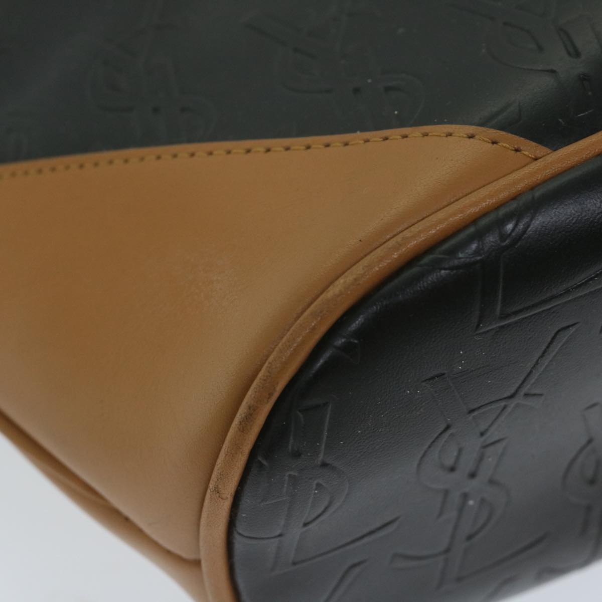 SAINT LAURENT Shoulder Bag Leather Black Auth bs11456