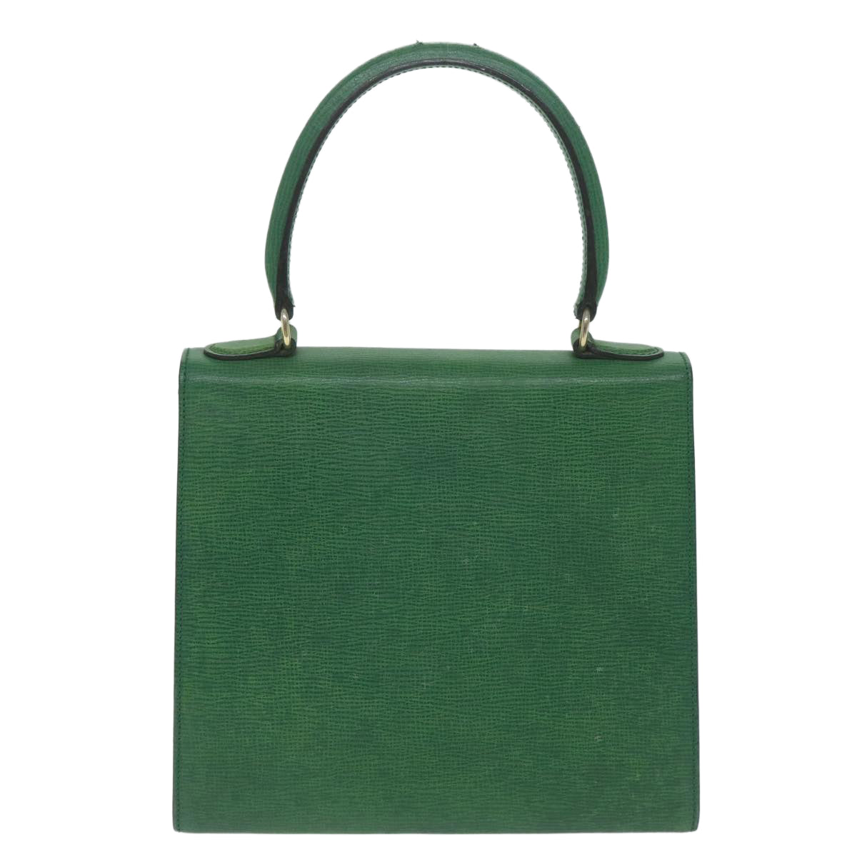 CELINE Hand Bag Leather Green Auth bs11459