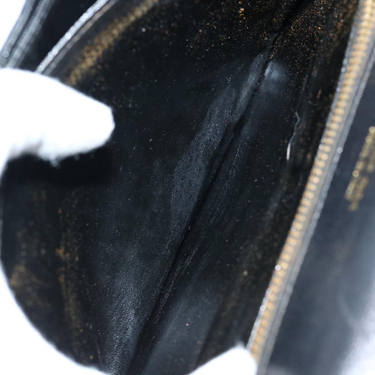 CELINE Shoulder Bag Leather Black Auth bs11462