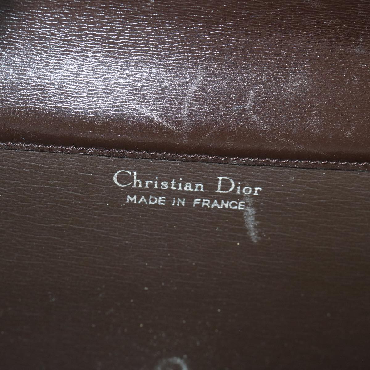 Christian Dior Chain Shoulder Bag Leather Brown Auth bs11469