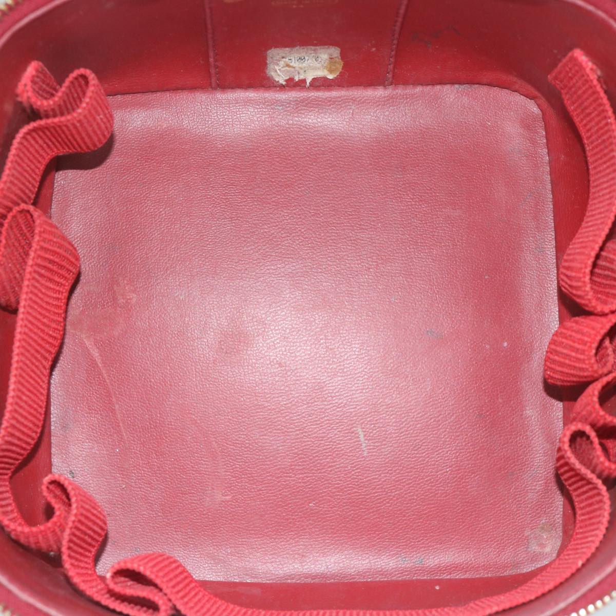 CHANEL Vanity Cosmetic Pouch Caviar Skin Red CC Auth bs11470