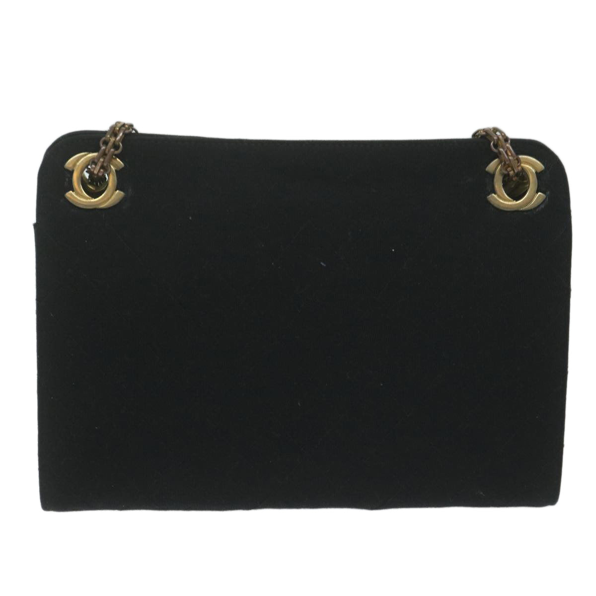 CHANEL Chain Shoulder Bag Cotton Black CC Auth bs11474 - 0