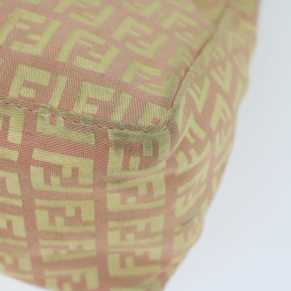 FENDI Zucchino Canvas Shoulder Bag Gold Tone Auth bs11478