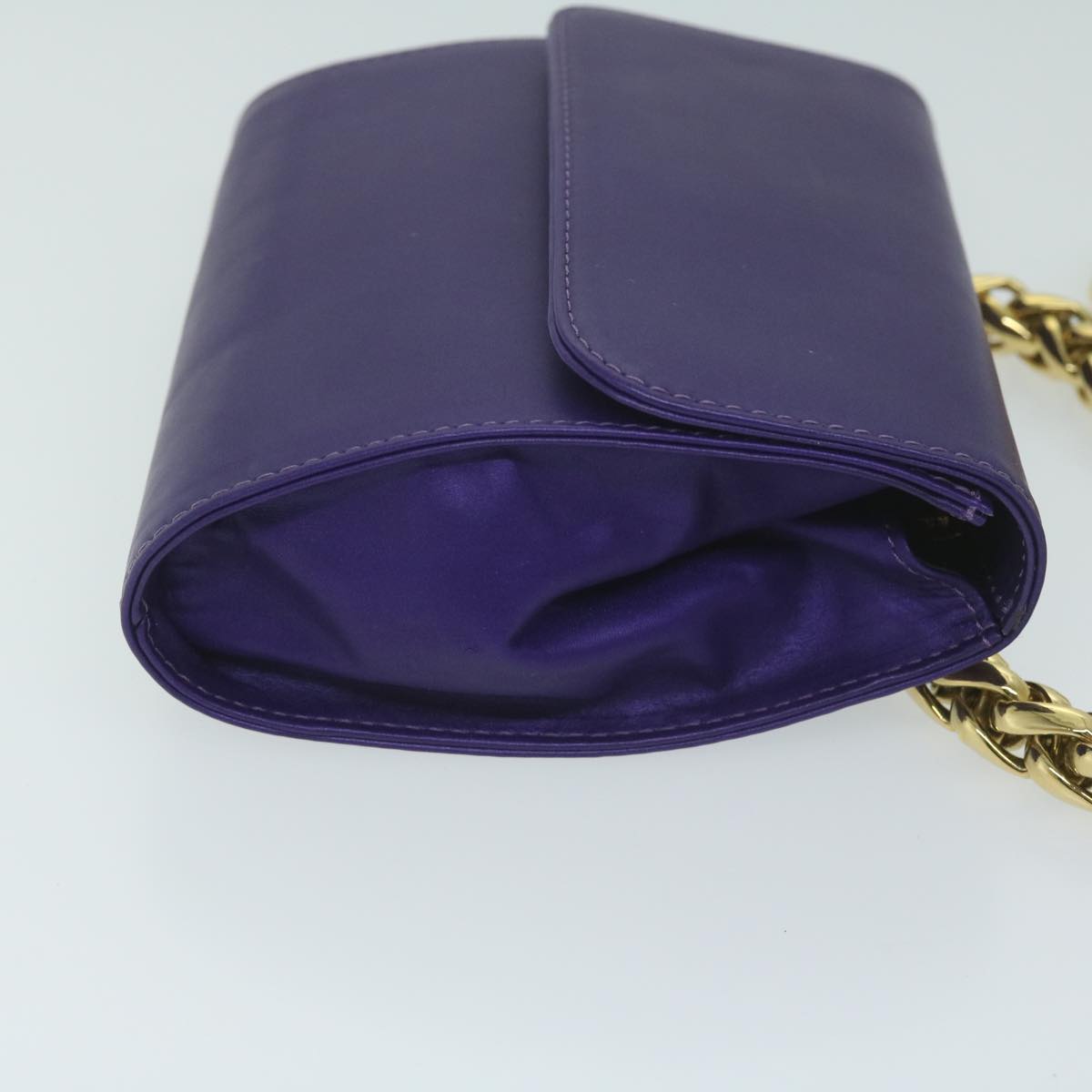 LOEWE Chain Shoulder Bag Leather Purple Auth bs11521