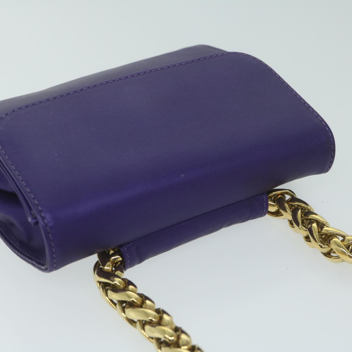 LOEWE Chain Shoulder Bag Leather Purple Auth bs11521