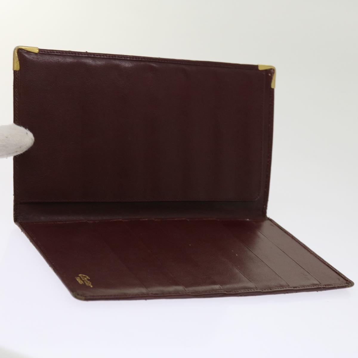 CARTIER Wallet Leather 5Set Wine Red Black Auth bs11525