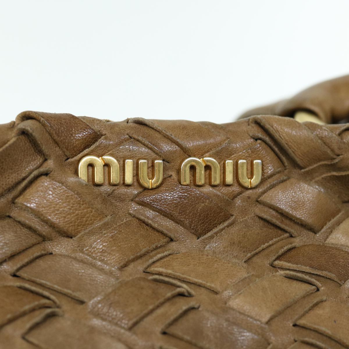 Miu Miu Tote Bag Leather Brown Auth bs11589