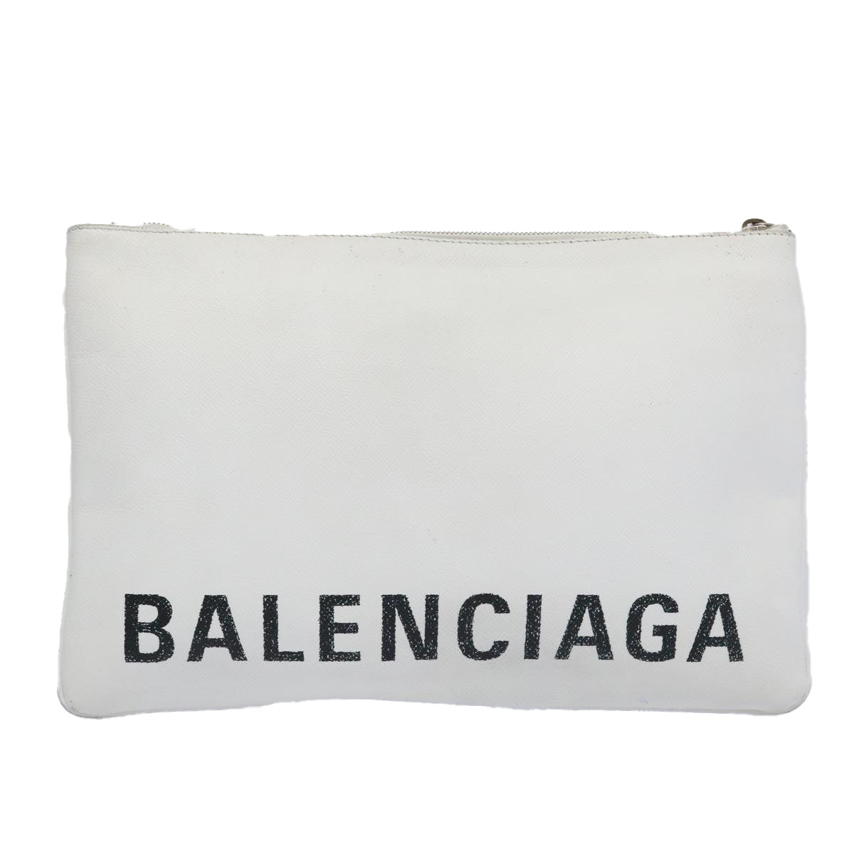 BALENCIAGA Clutch Bag Leather White Auth bs11590 - 0