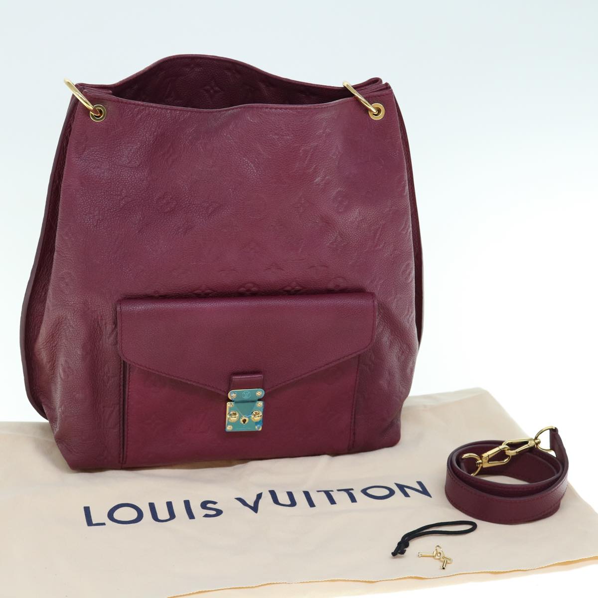 LOUIS VUITTON Monogram Empreinte Metis Shoulder Bag Wine Red M40813 Auth bs11591