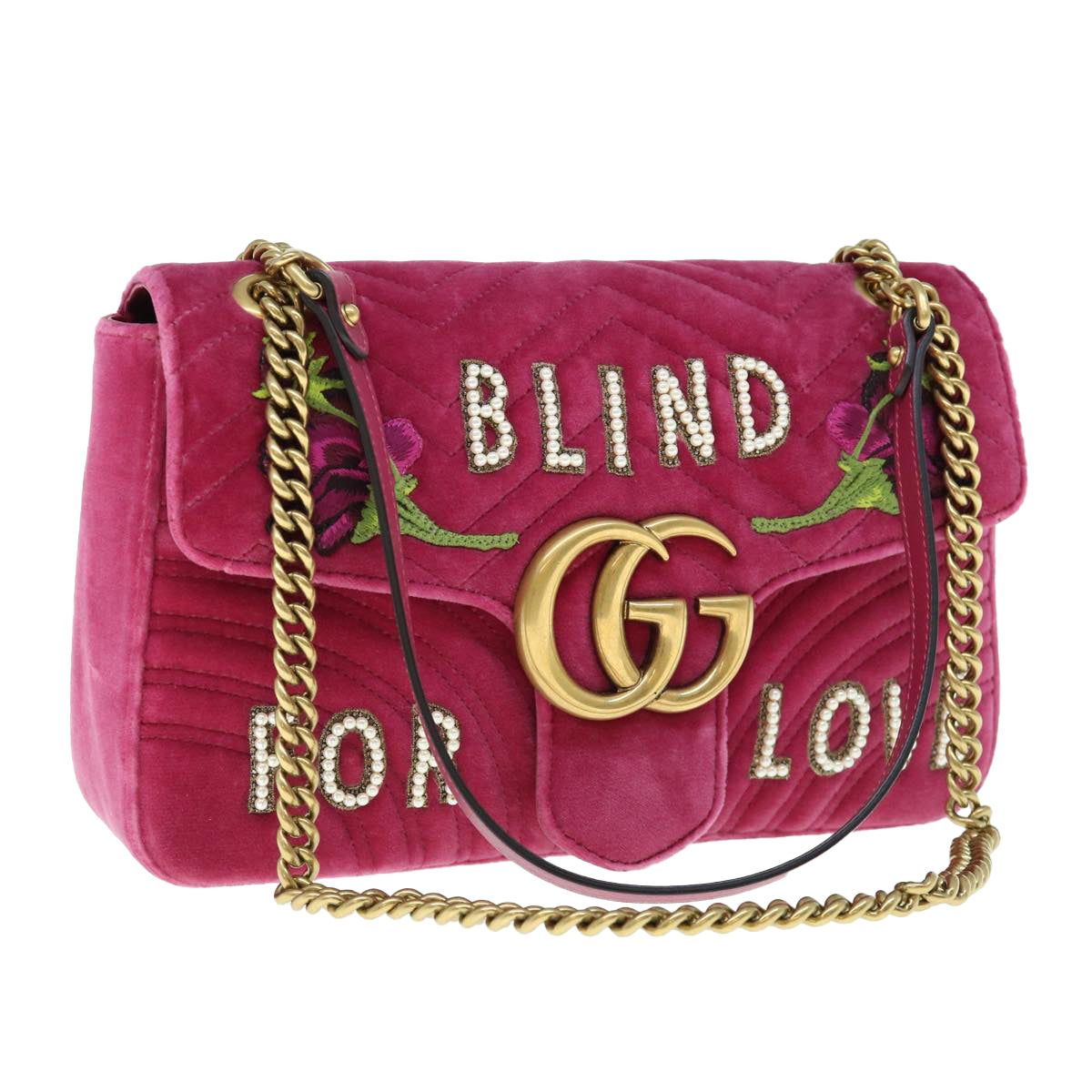 GUCCI Shoulder Bag Velor Pink 443496 Auth bs11601