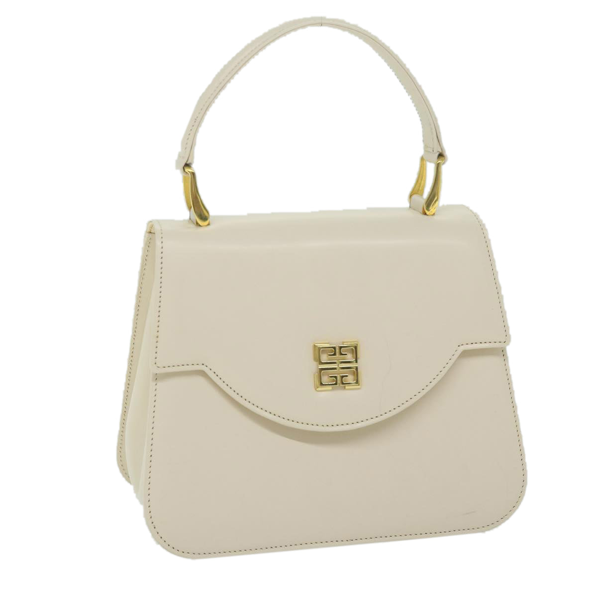 GIVENCHY Hand Bag Leather White Auth bs11606