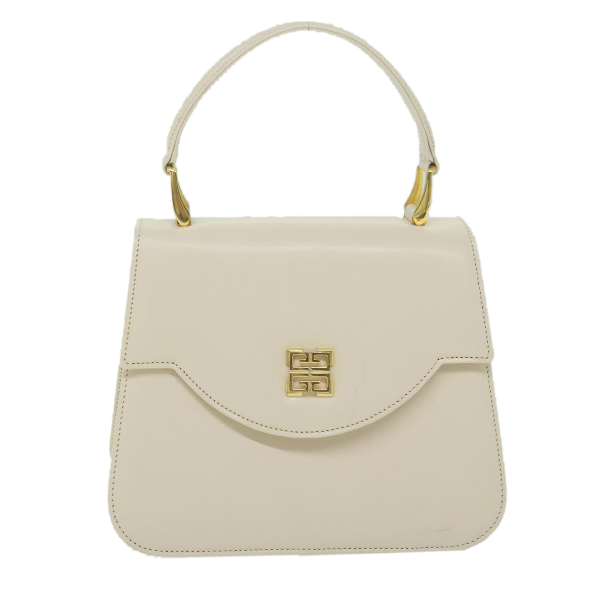 GIVENCHY Hand Bag Leather White Auth bs11606 - 0