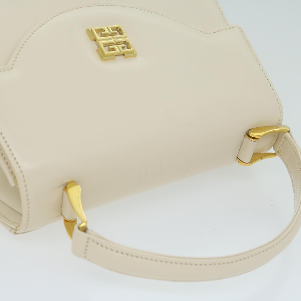 GIVENCHY Hand Bag Leather White Auth bs11606