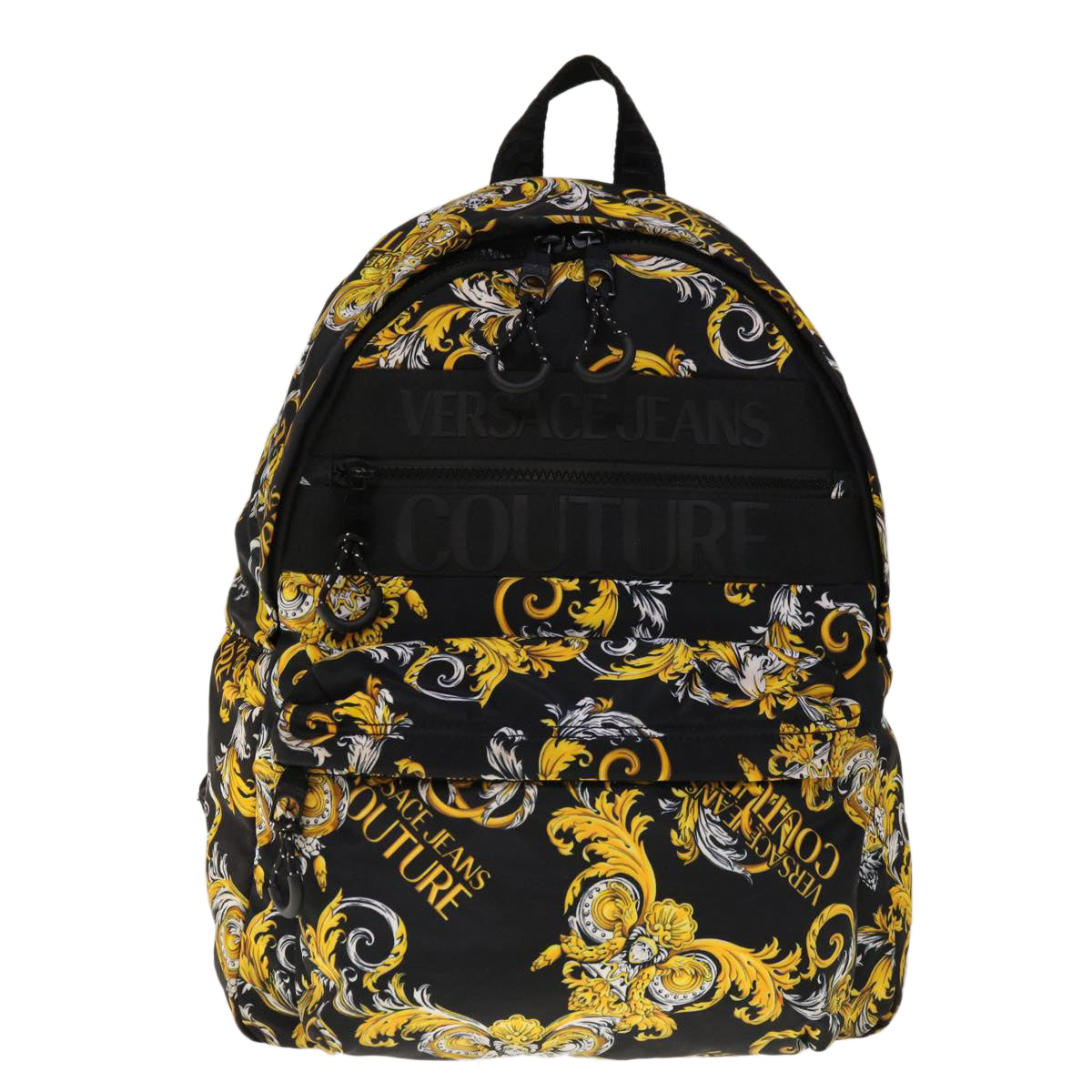 VERSACE Backpack Nylon Brown Yellow Auth bs11669