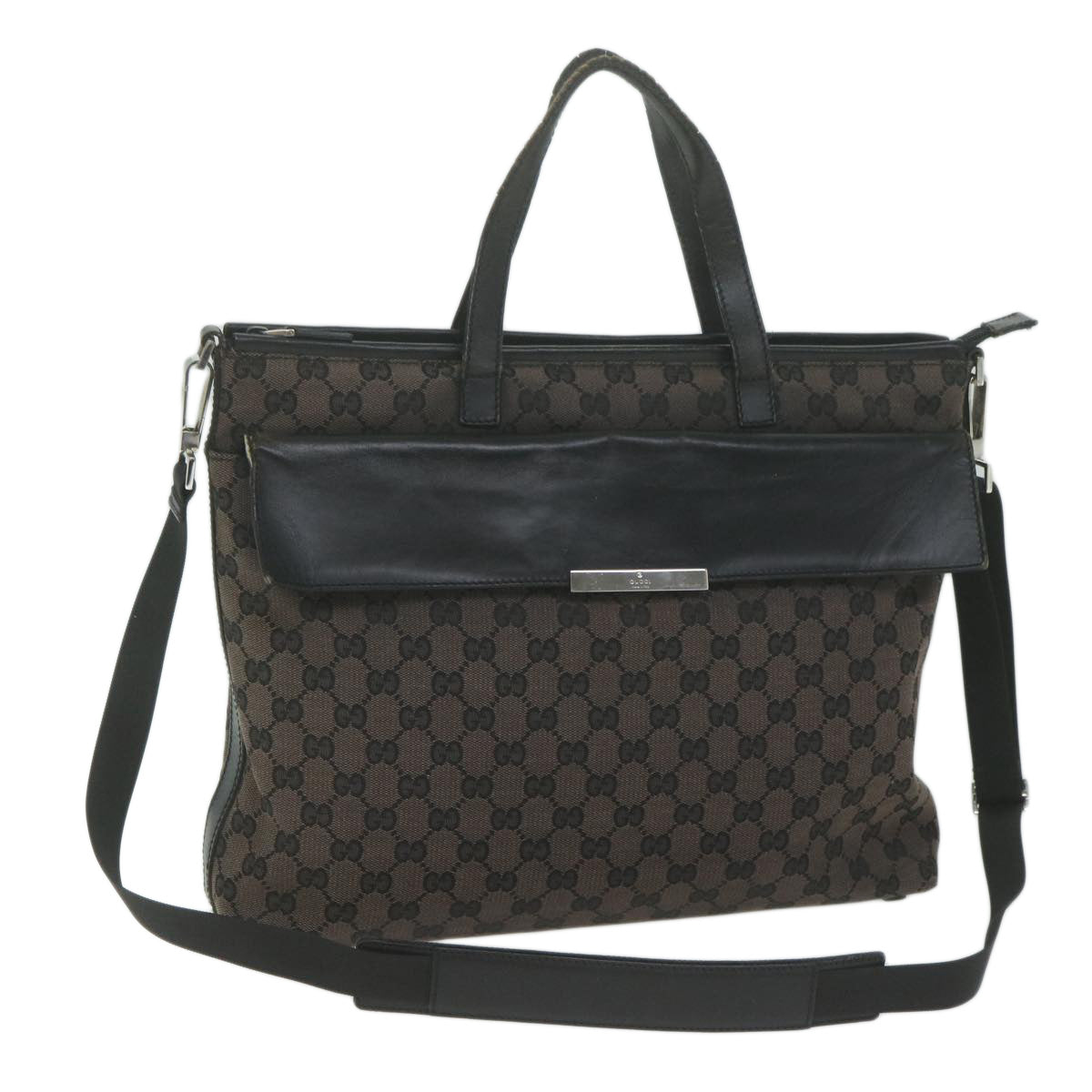 GUCCI GG Canvas Shoulder Bag 2way Black Auth bs11703