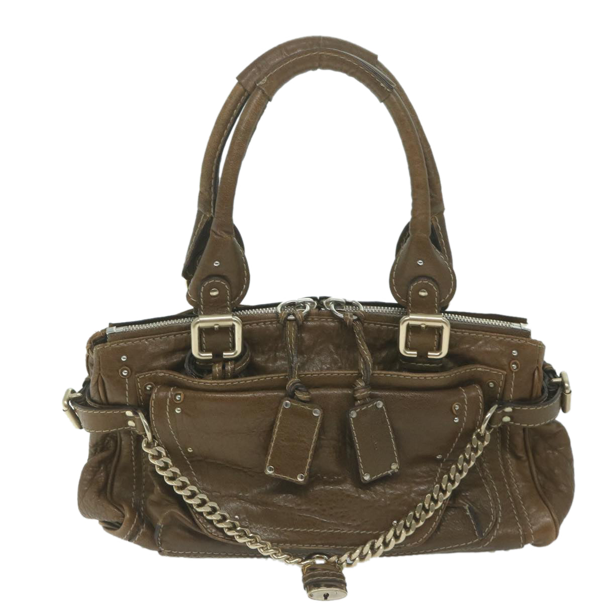 Chloe Paddington Shoulder Bag Leather Brown Auth bs11723 - 0