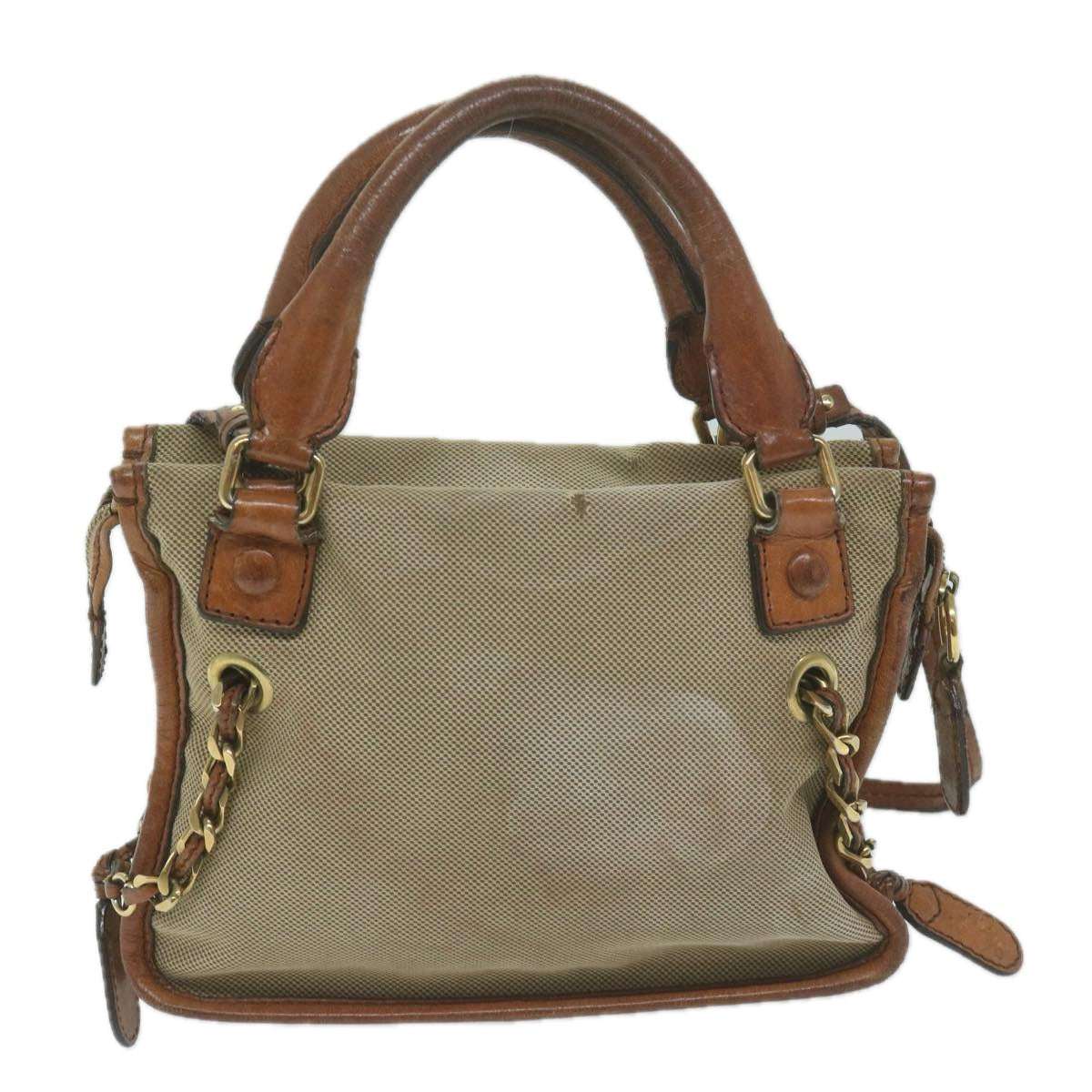 Chloe Harley Hand Bag Canvas Leather 2way Beige Auth bs11776 - 0