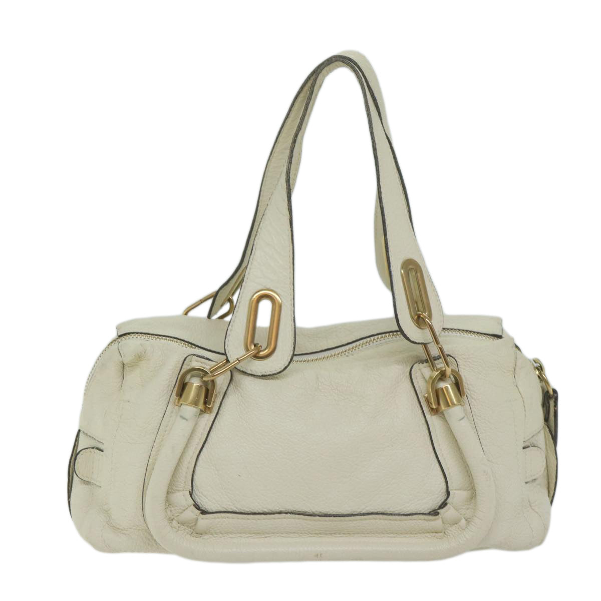 Chloe Paraty Hand Bag Leather White Auth bs11780 - 0