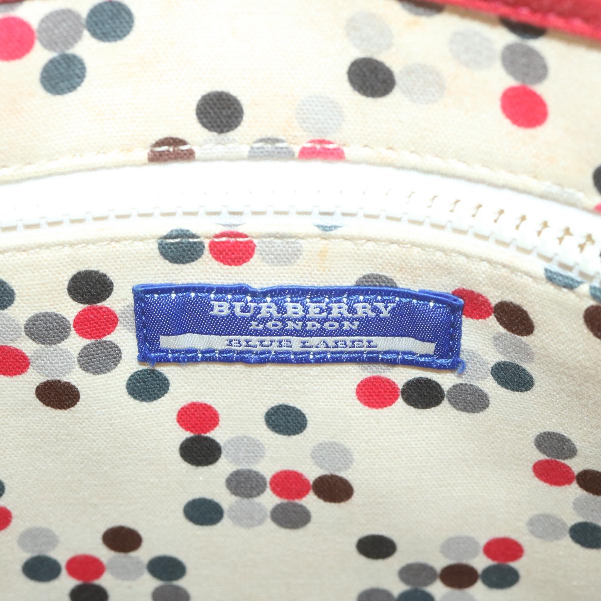 BURBERRY Nova Check Blue Label Tote Bag Canvas Red Auth bs11791