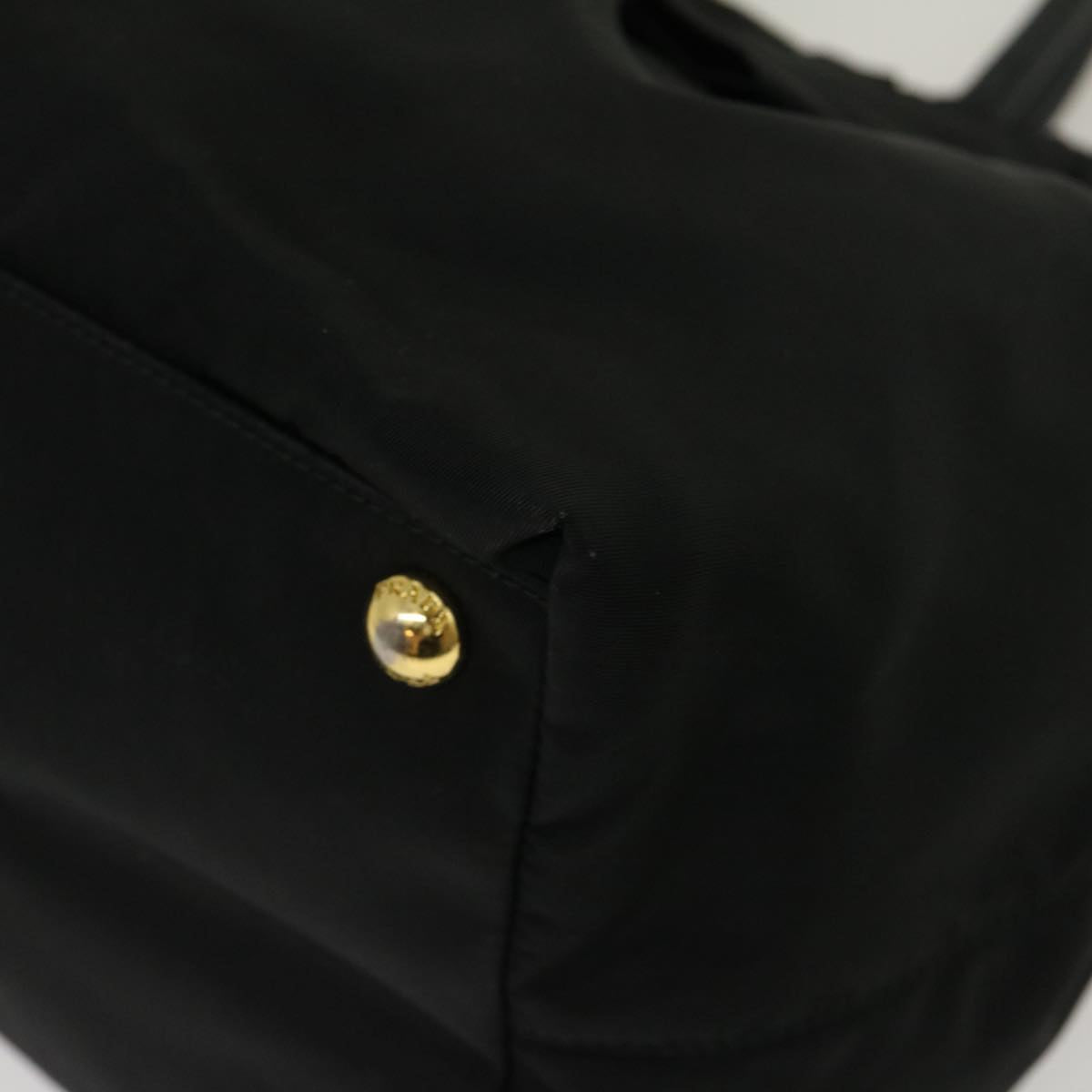 PRADA Ribbon Hand Bag Nylon Leather Black Auth bs1326