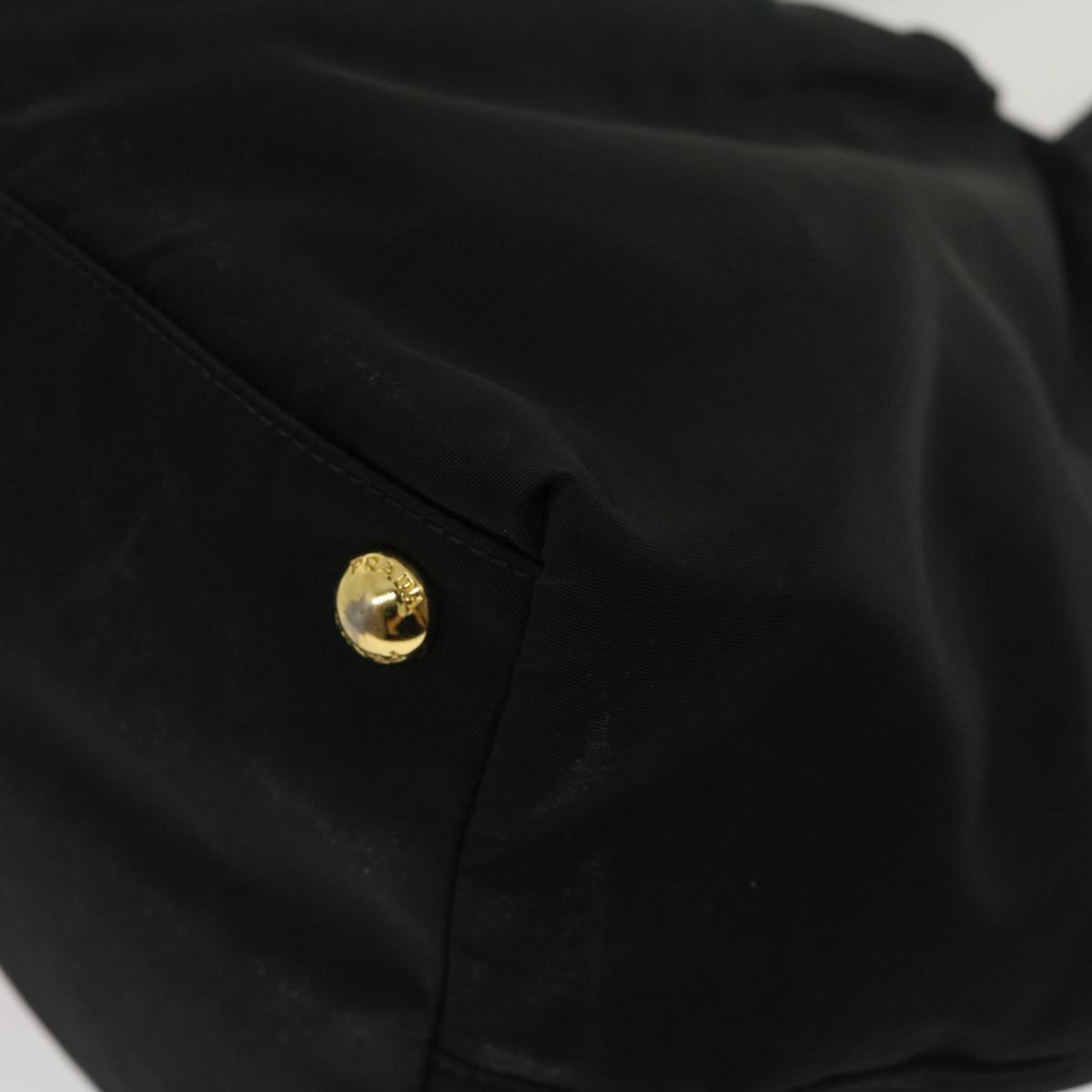 PRADA Ribbon Hand Bag Nylon Leather Black Auth bs1326