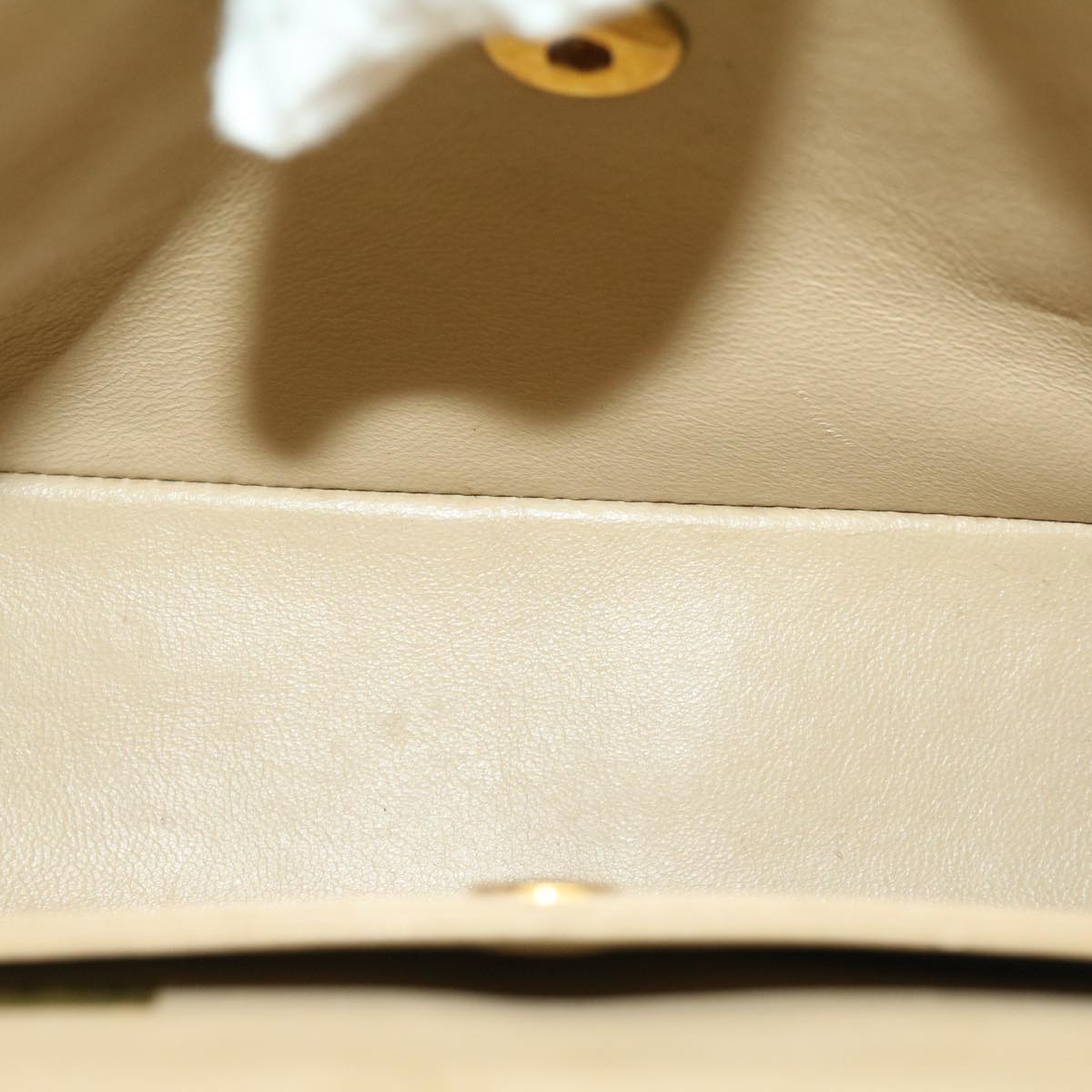 CHANEL Matelasse Chain Shoulder Bag Lamb Skin Beige Gold CC Auth bs1330A