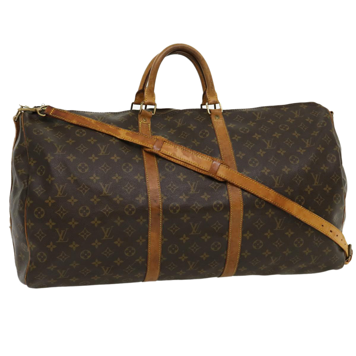 LOUIS VUITTON Monogram Keepall Bandouliere 60 Boston Bag M41412 LV Auth bs1358