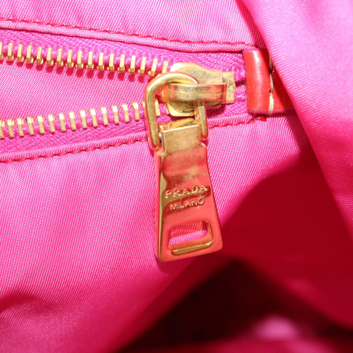 PRADA Tote Bag Nylon Leather Pink Auth bs1607