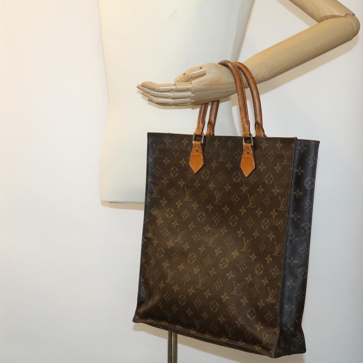 LOUIS VUITTON Monogram Sac Plat Hand Bag M51140 LV Auth bs1644