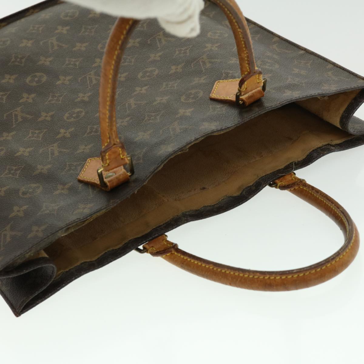 LOUIS VUITTON Monogram Sac Plat Hand Bag M51140 LV Auth bs1644