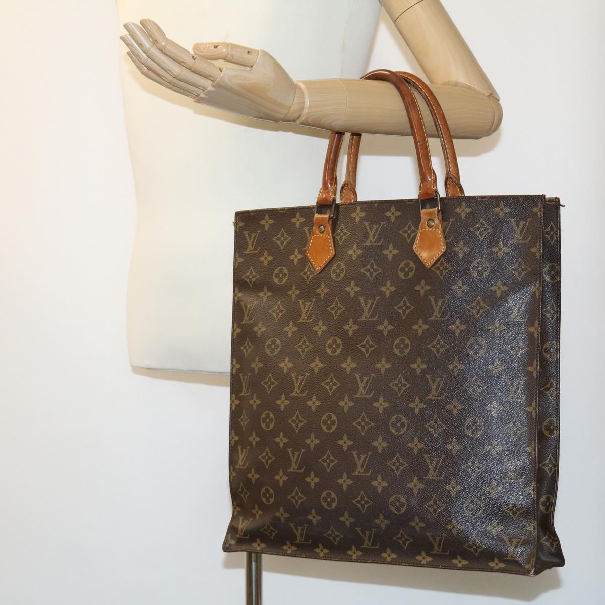 LOUIS VUITTON Monogram Sac Plat Hand Bag M51140 LV Auth bs1661