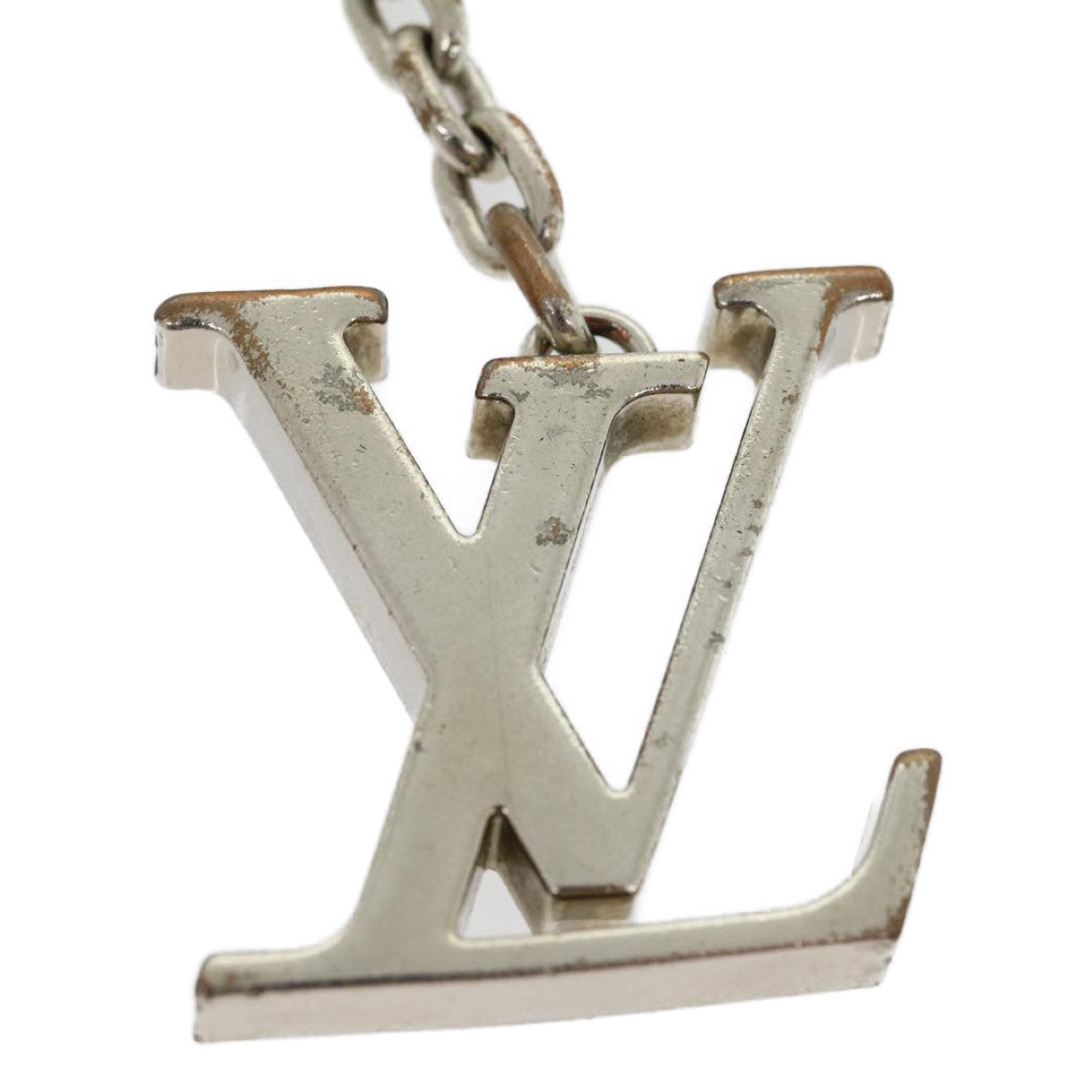LOUIS VUITTON Porte Cles initials LV Charm Key Ring Silver M65071 LV Auth bs1703 - 0