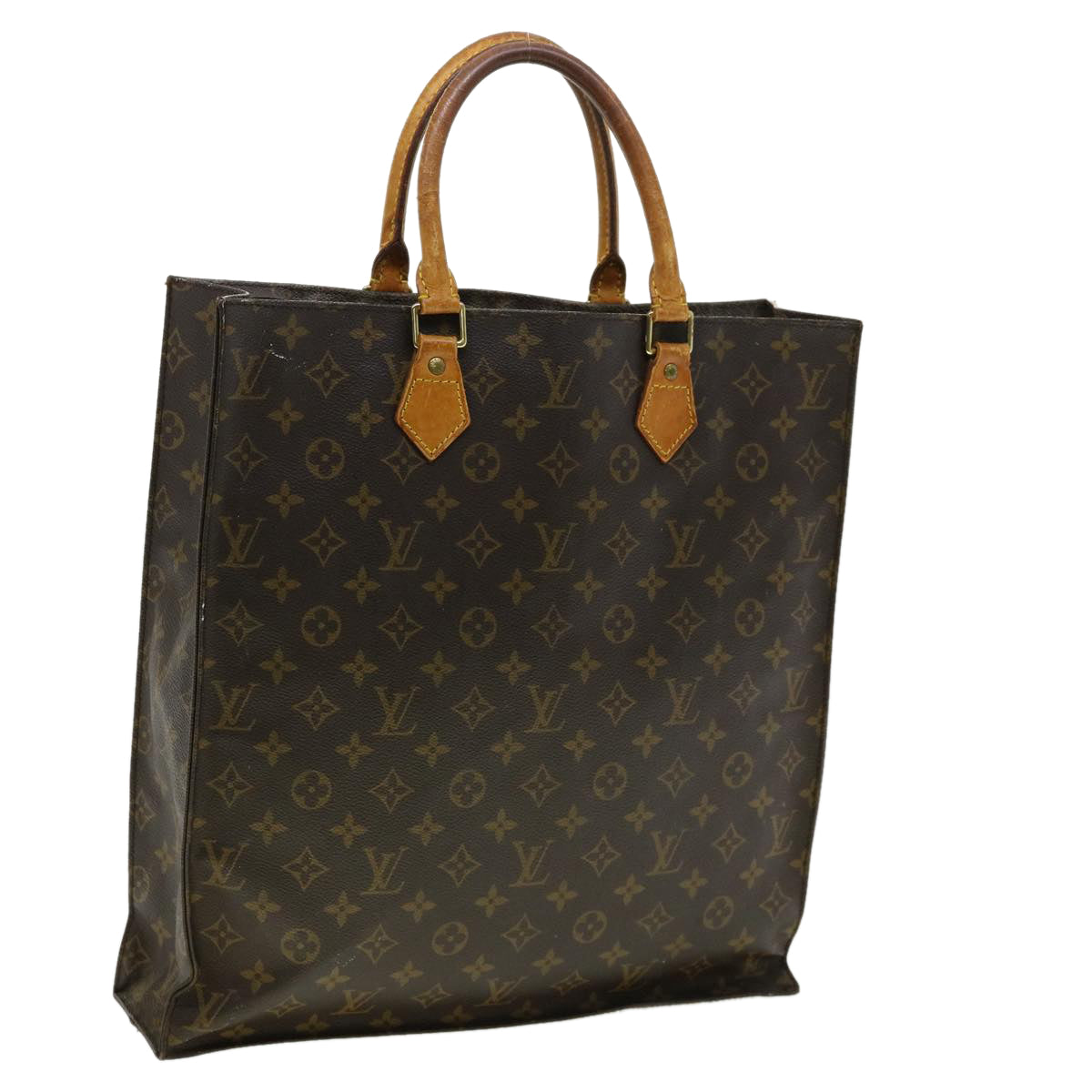 LOUIS VUITTON Monogram Sac Plat Hand Bag M51140 LV Auth bs1747